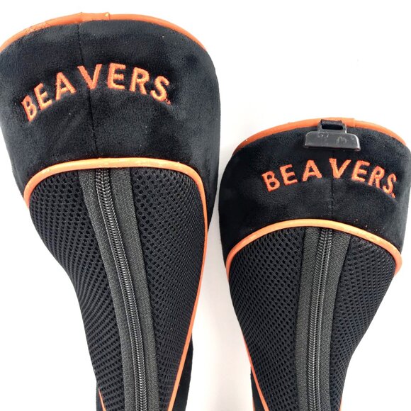 Oregon State Beavers Lot Of 2 Orange Black Embroidered Zip Up Golf Head Covers - Picture 6 of 9